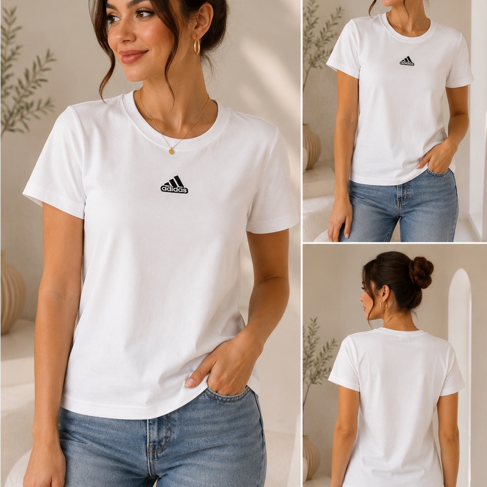 adidas White Short-Sleeve Logo Tee